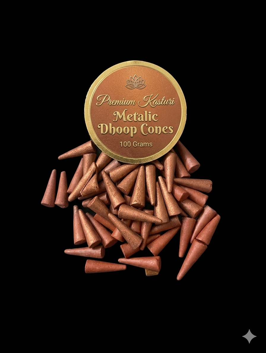 100 grams of premium Kasturi metalic dhoop cones