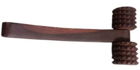 Wooden Body Massage Roller, 2 Wheels, Therapeutic Back Massager, Dark Brown Manual massager for full body For Good Blood Flow