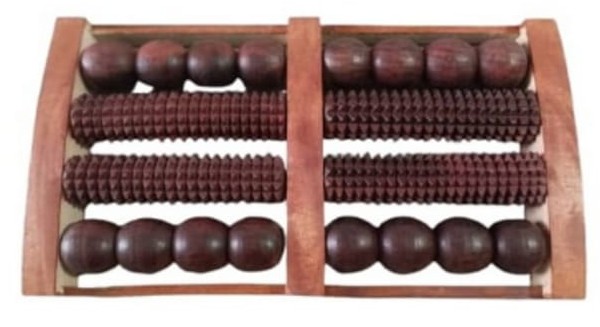 Wooden acupuncture double Foot roller Massager, Traditional Acupressure Roller with Double Row Design, 14 x 7.5 x 2 Inches